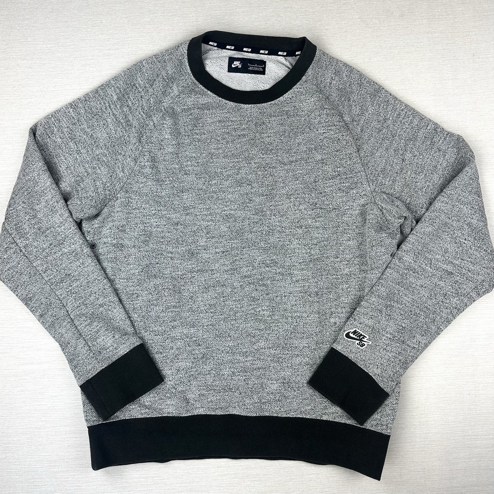Nike SB Everett Long‎ Sleeve Skateboarding Sweater Sweatshirt Gray Black Men L